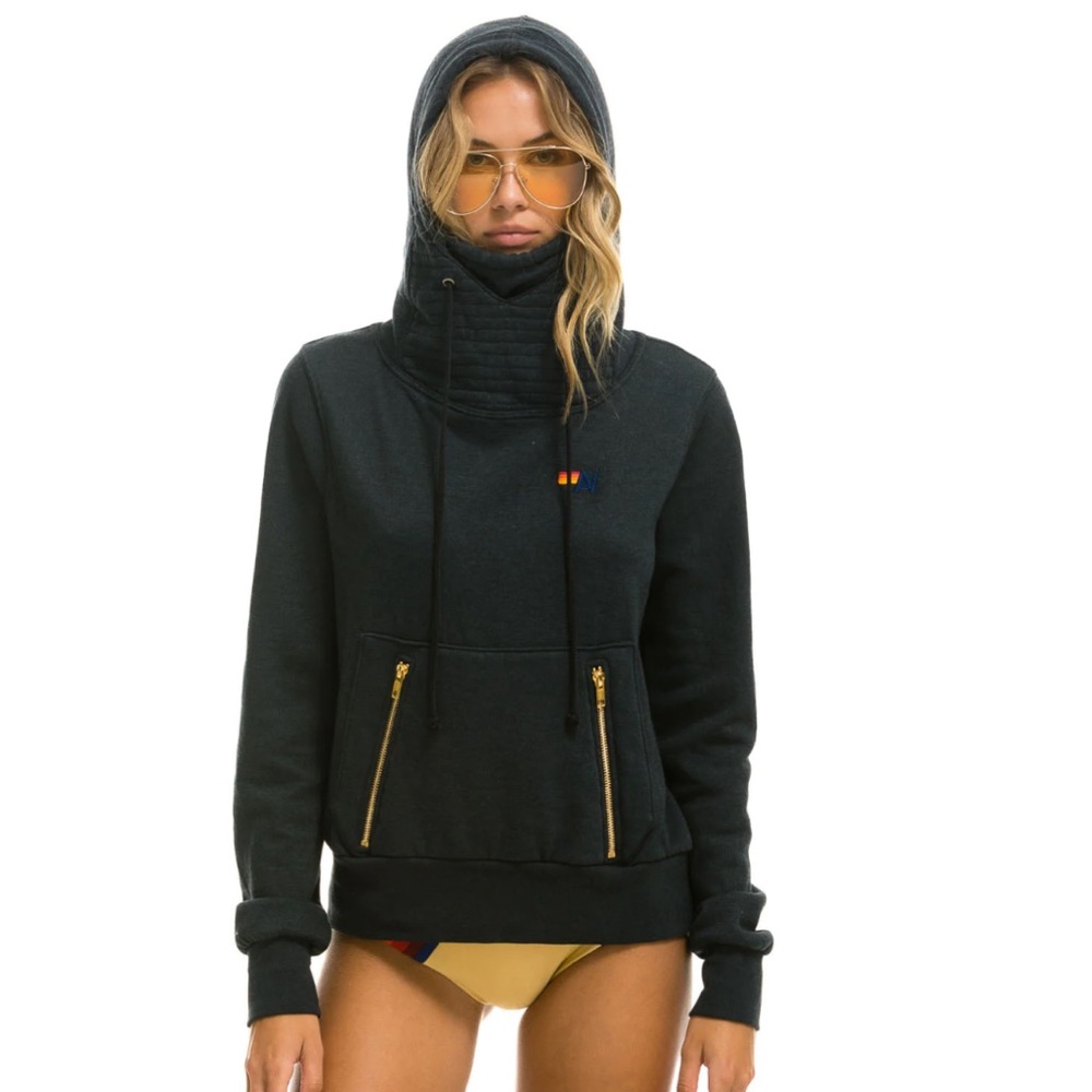 Aviator Nation. Unisex M Ninja Pullover Hoodie in Charcoal